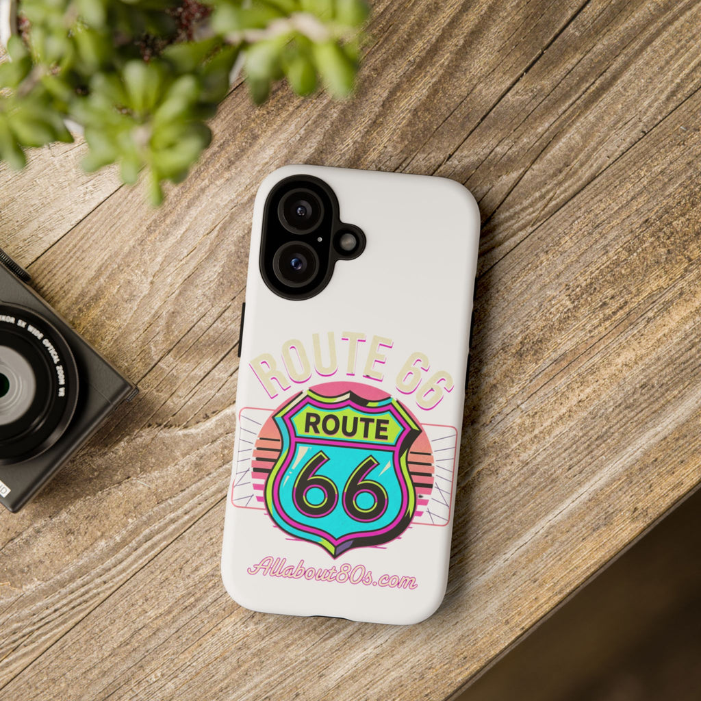 Route 66 Neon Phone Case — Retro Road Trip iPhone Cover