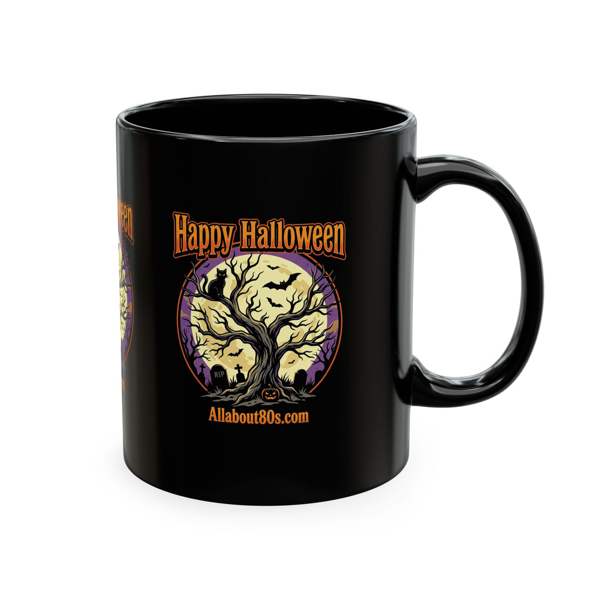 Happy Halloween Ceramic Mug — Spooky Tree & Moon Coffee Cup