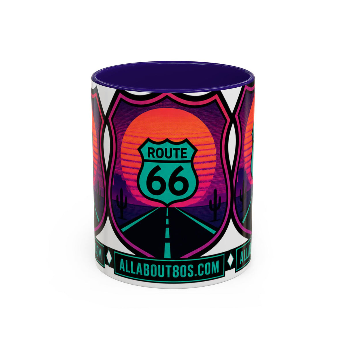 Route 66 Sunset Mug — Retro Neon Travel Coffee Cup (11oz & 15oz)