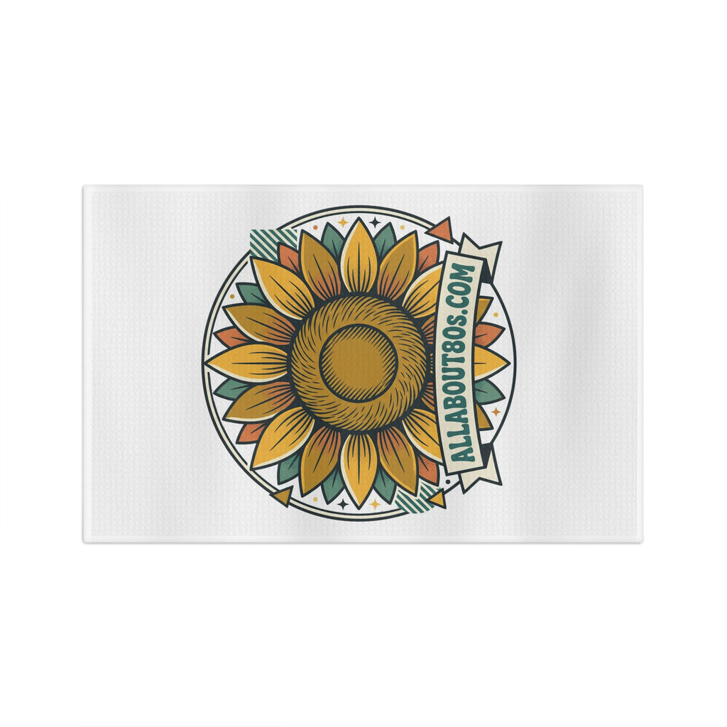 Sunflower Logo Tea Towel — AllAbout80s.com Microfiber Kitchen Towel
