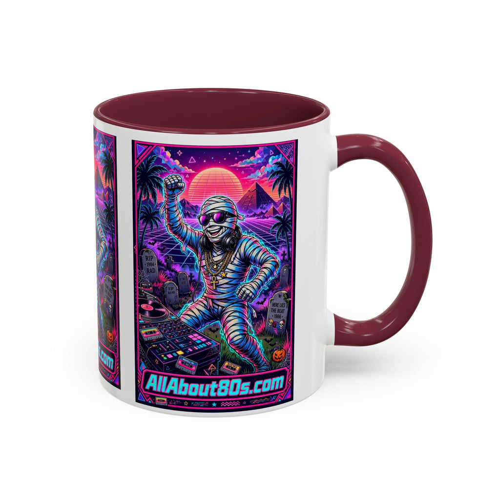 80s Retro Astro Skate Mug — Neon Vaporwave Skeleton Skateboard Coffee Cup (AllAbout80s.com)