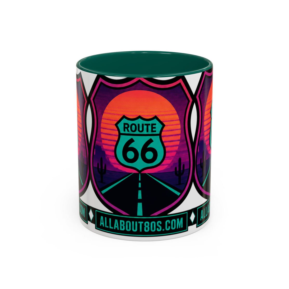 Route 66 Sunset Mug — Retro Neon Travel Coffee Cup (11oz & 15oz)