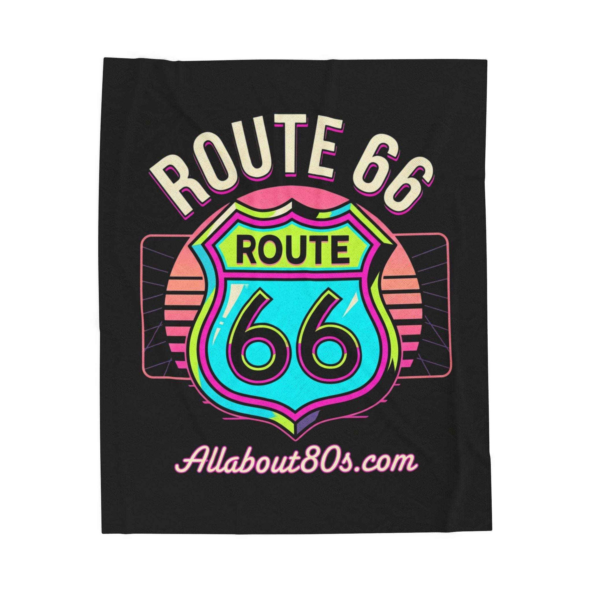 Route 66 Retro Neon Velveteen Plush Blanket