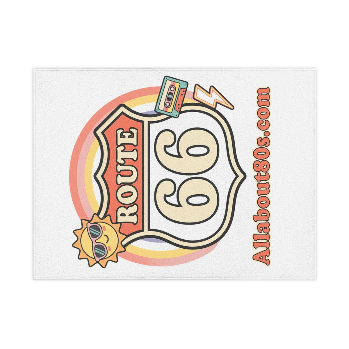 Route 66 Toddler Blanket — Retro 80s Sun & Cassette Vintage Baby Throw