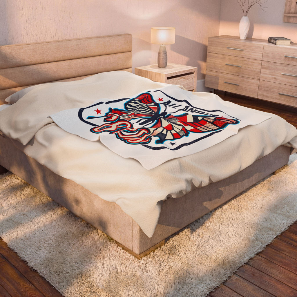 Velveteen Blanket — "All About '80s" Retro Butterfly Plush Throw