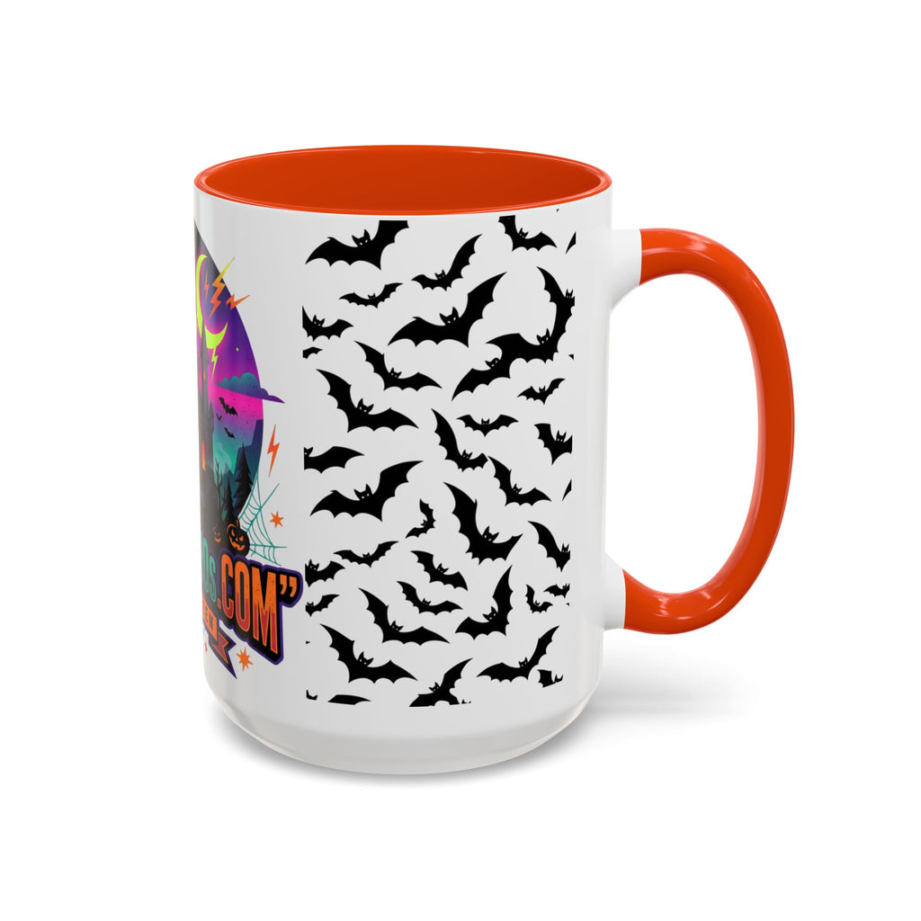 Halloween Haunted Castle Coffee Mug — Colorful Bat Pattern 11oz/15oz