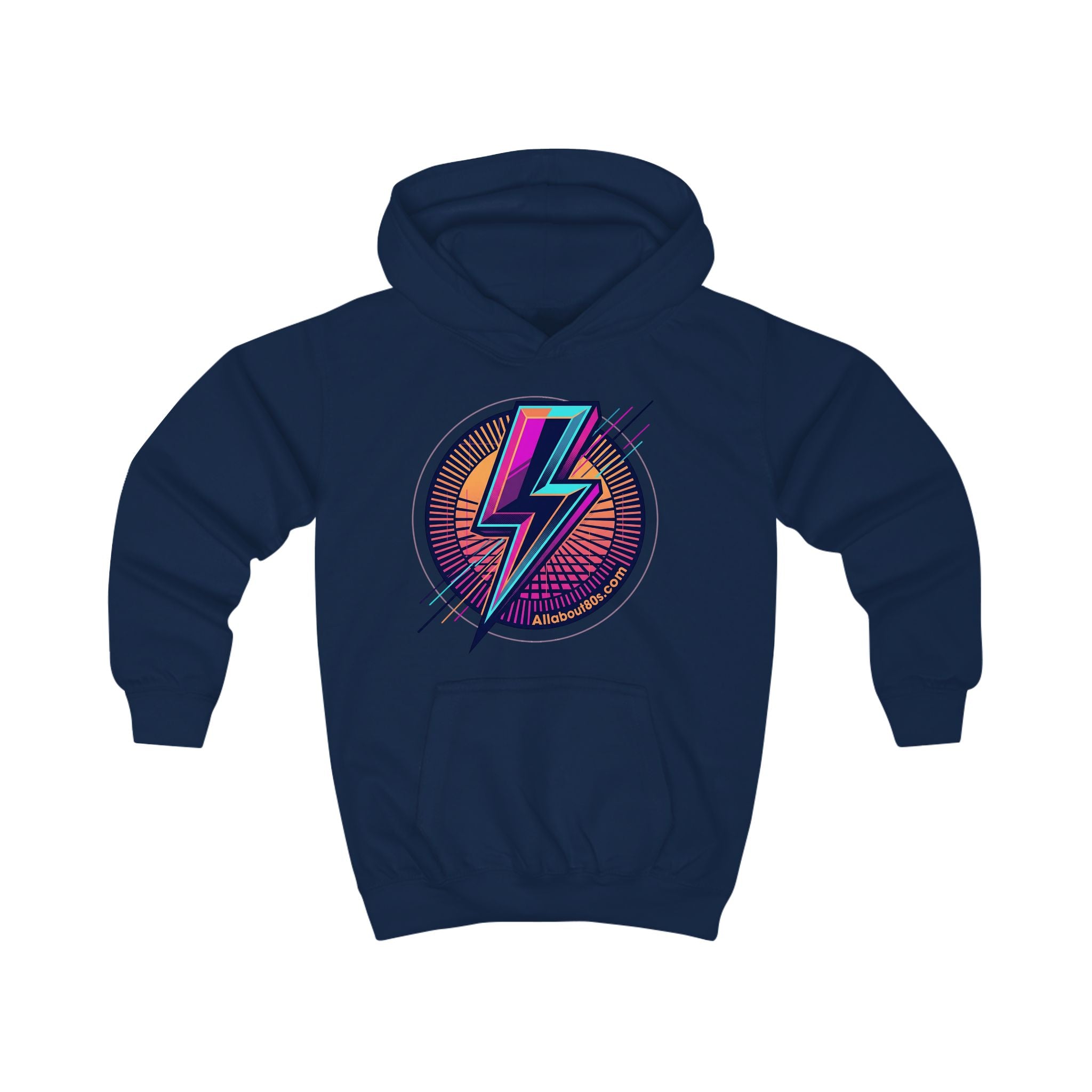 Kids Hoodie - Retro Lightning Bolt Graphic Hooded Sweatshirt for Boys & Girls