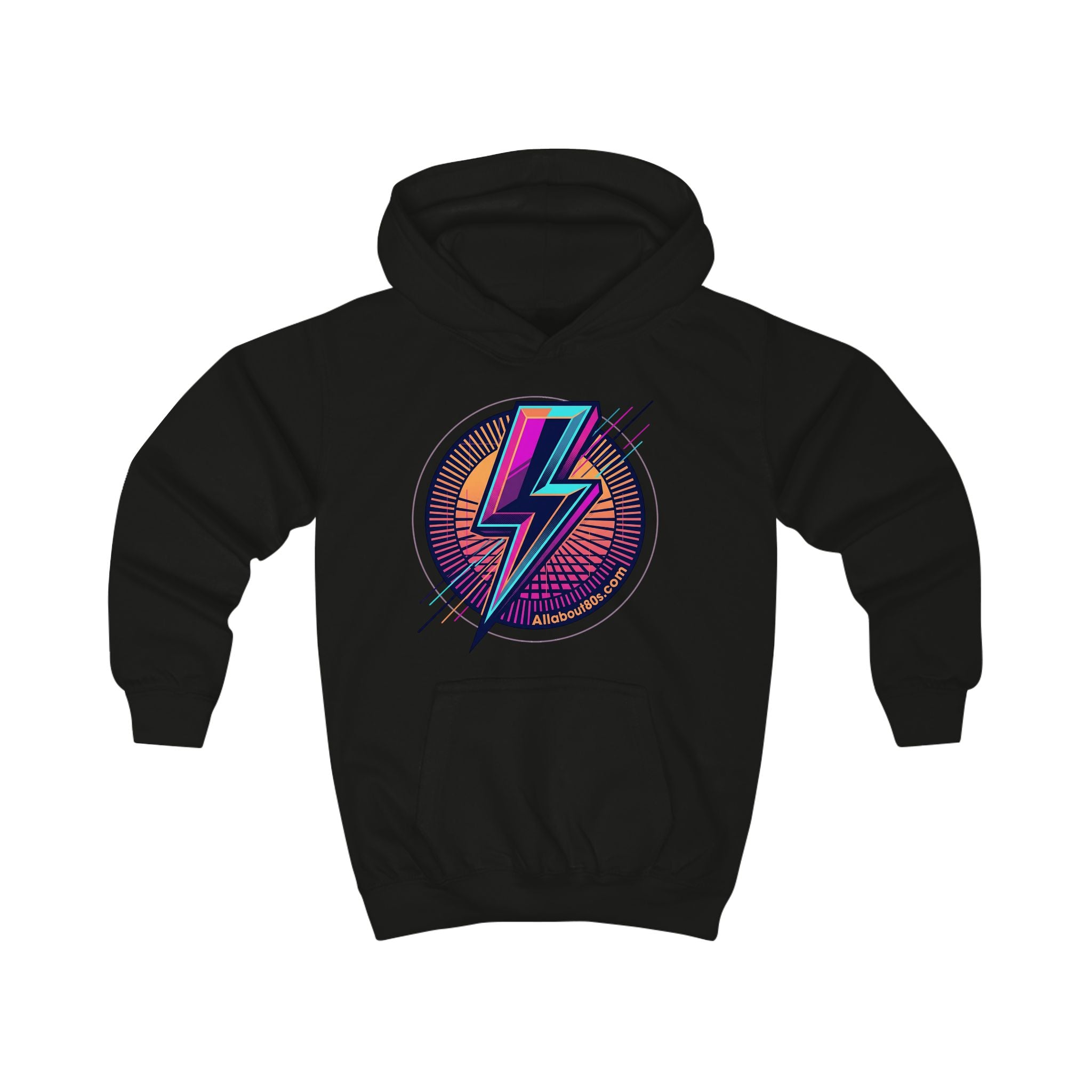 Kids Hoodie - Retro Lightning Bolt Graphic Hooded Sweatshirt for Boys & Girls
