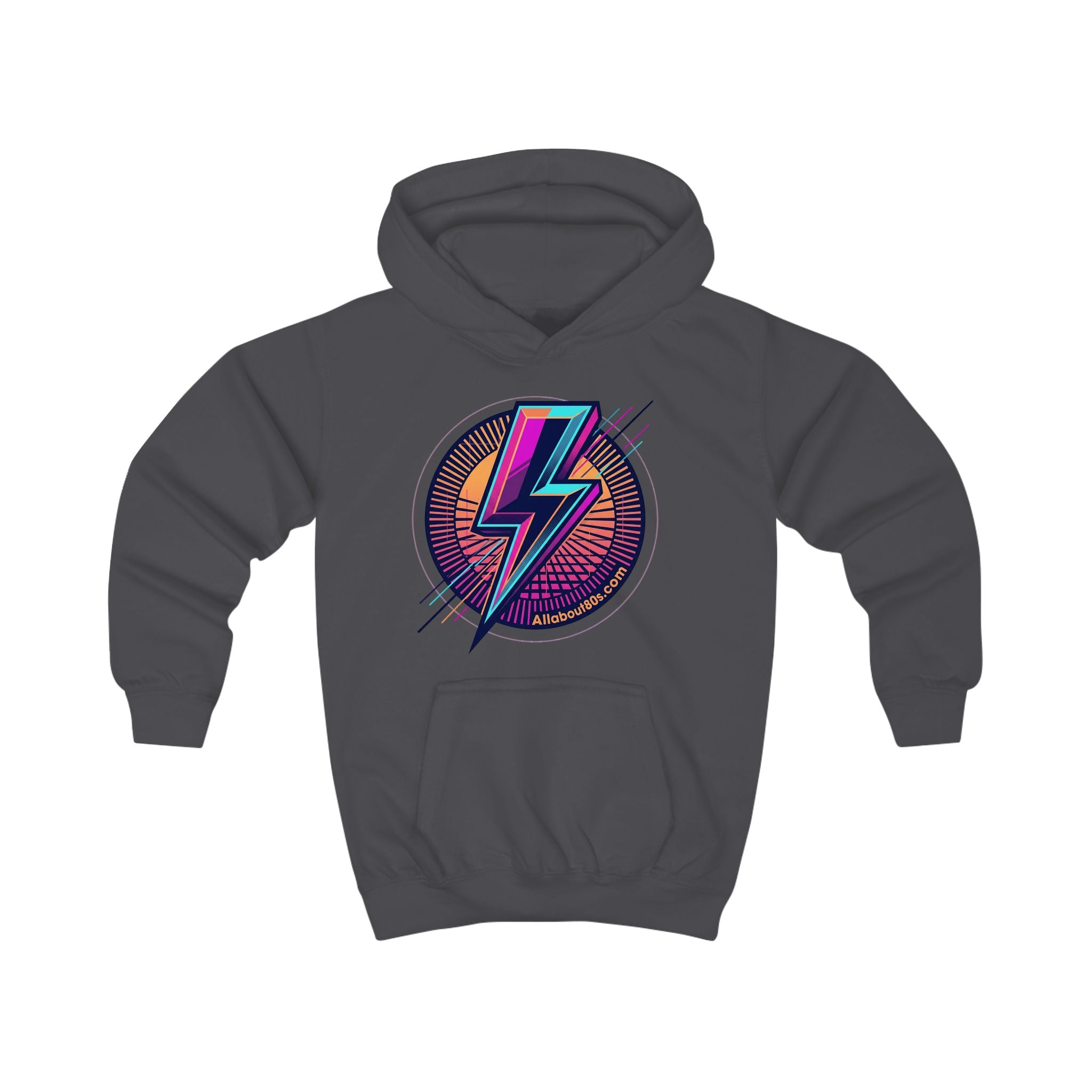 Kids Hoodie - Retro Lightning Bolt Graphic Hooded Sweatshirt for Boys & Girls