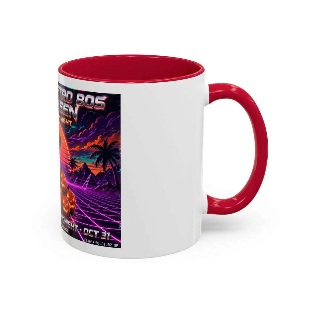 Halloween Retro Cat Mug — Neon 80s Spooky Pumpkin Coffee Cup (11oz/15oz)