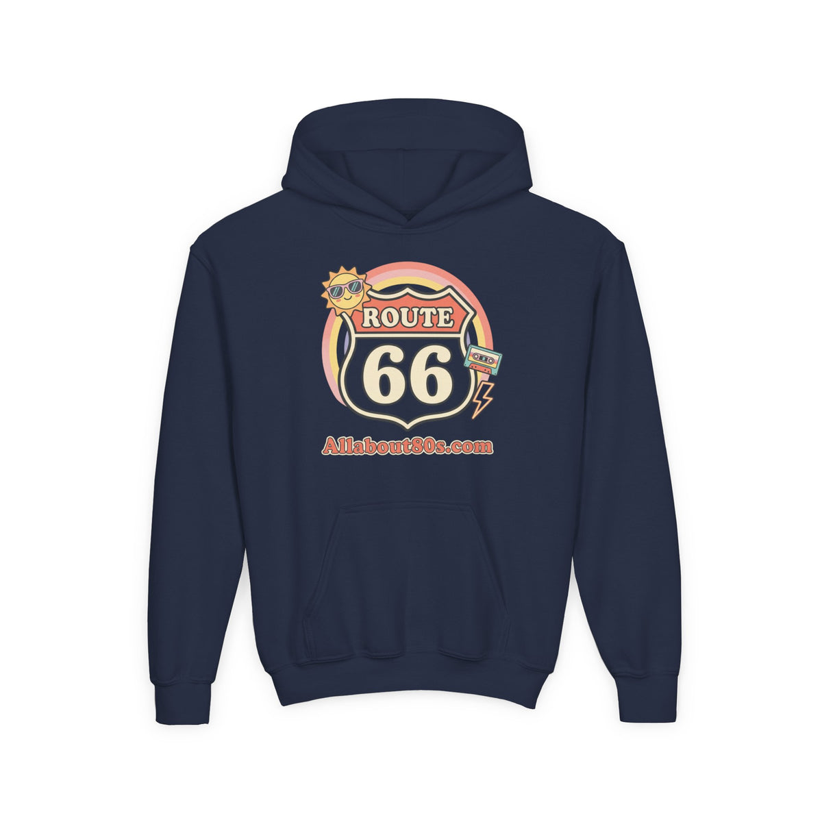 Route 66 Youth Hoodie — Retro Road Trip Graphic Sweatshirt
