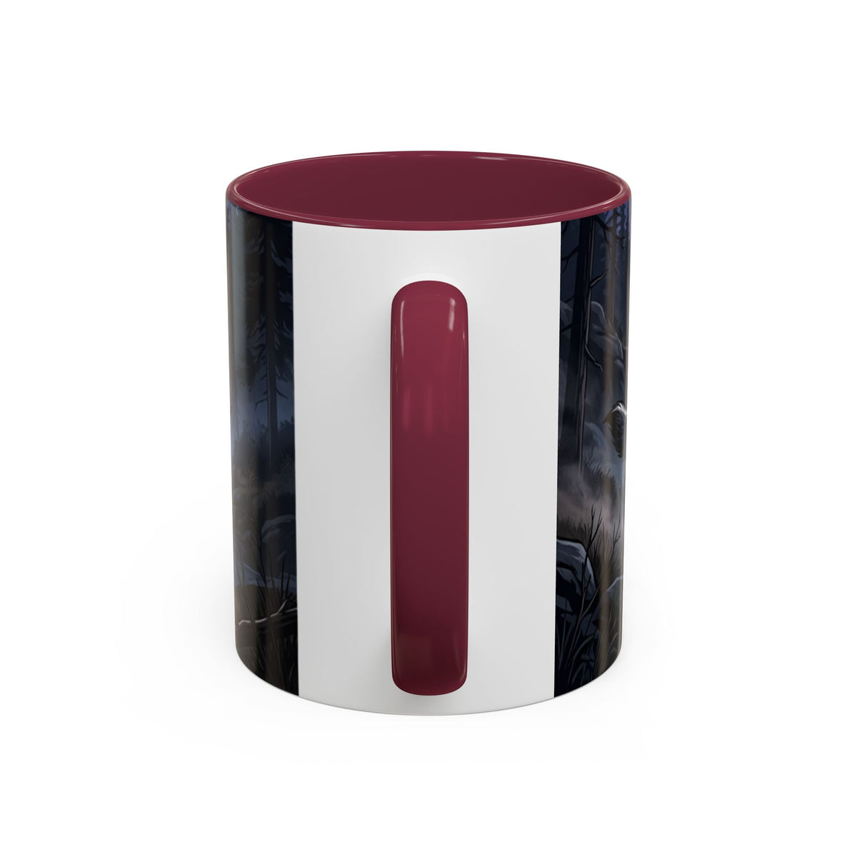 Wolf Pack Nightscape Mug — 11oz/15oz Scenic Black-Interior Coffee Cup