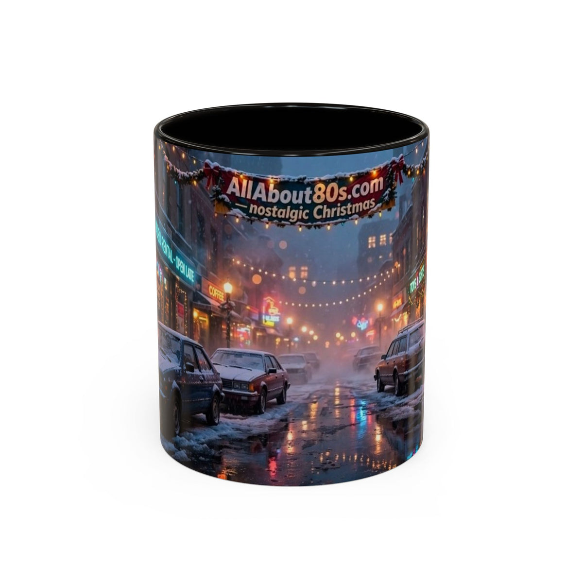 Nostalgic 1980s Christmas Street Mug (11oz & 15oz)