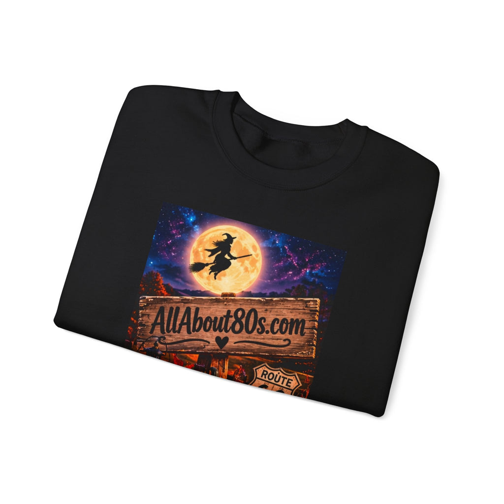 Halloween Route 66 Sweatshirt — AllAbout80s.com Pumpkin Witch Crewneck