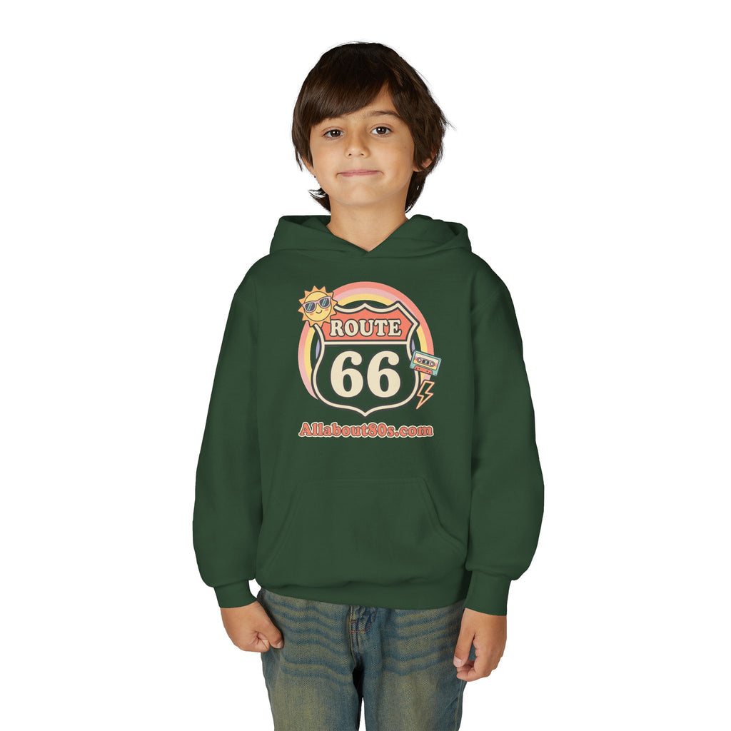 Route 66 Youth Hoodie — Retro Road Trip Graphic Sweatshirt
