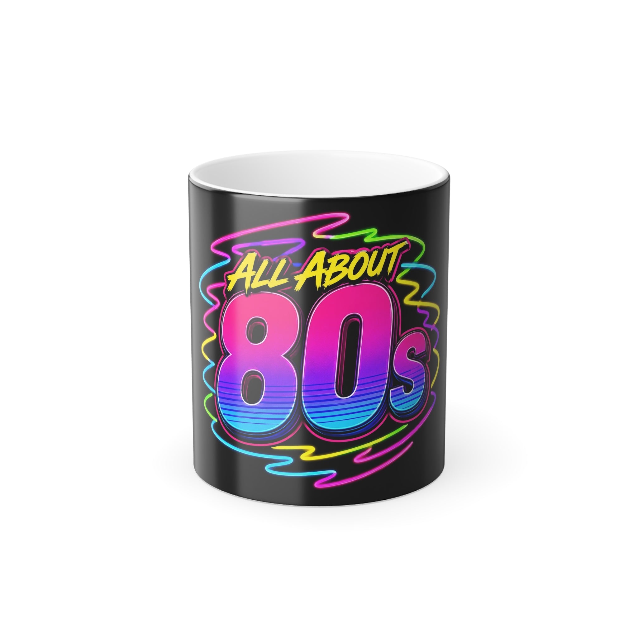 All About 80s Color Morphing Mug — Retro Neon 11oz Heat‑Reveal Coffee Cup