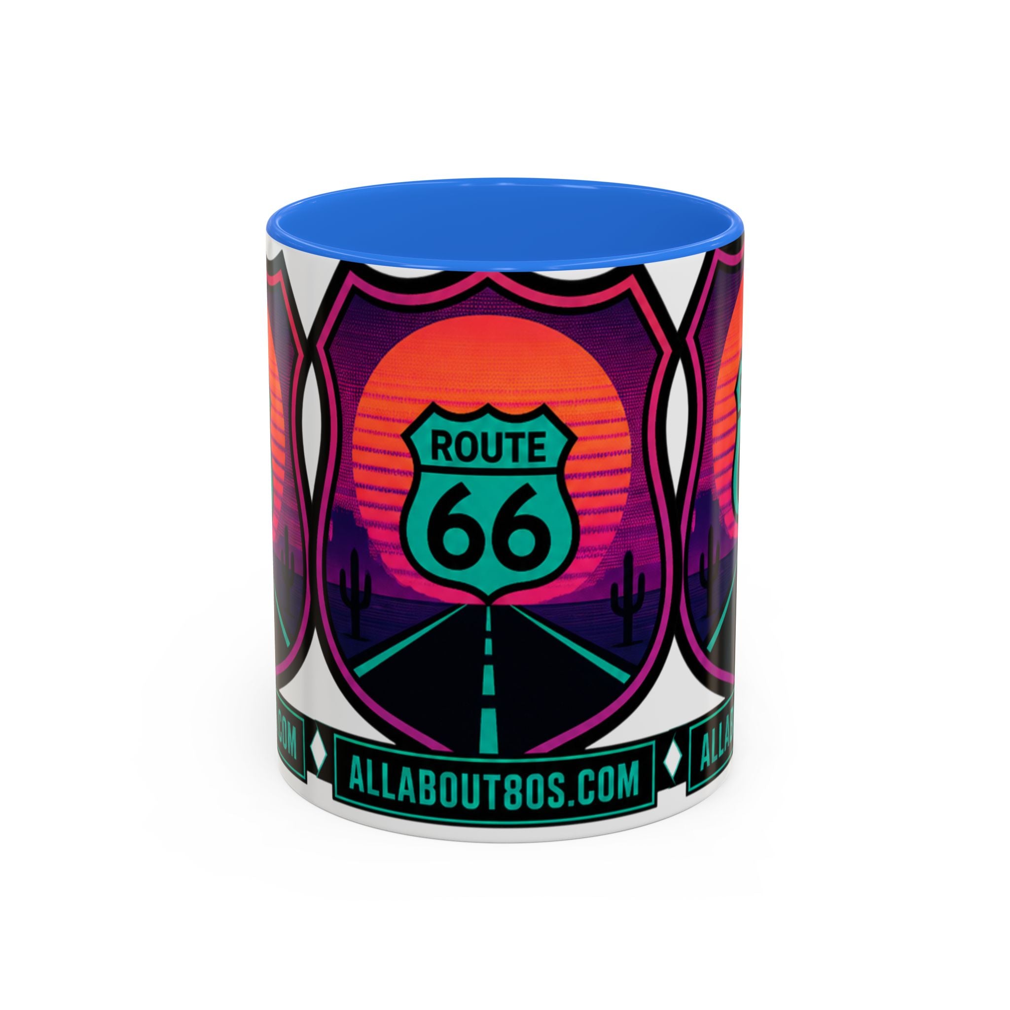 Route 66 Sunset Mug — Retro Neon Travel Coffee Cup (11oz & 15oz)