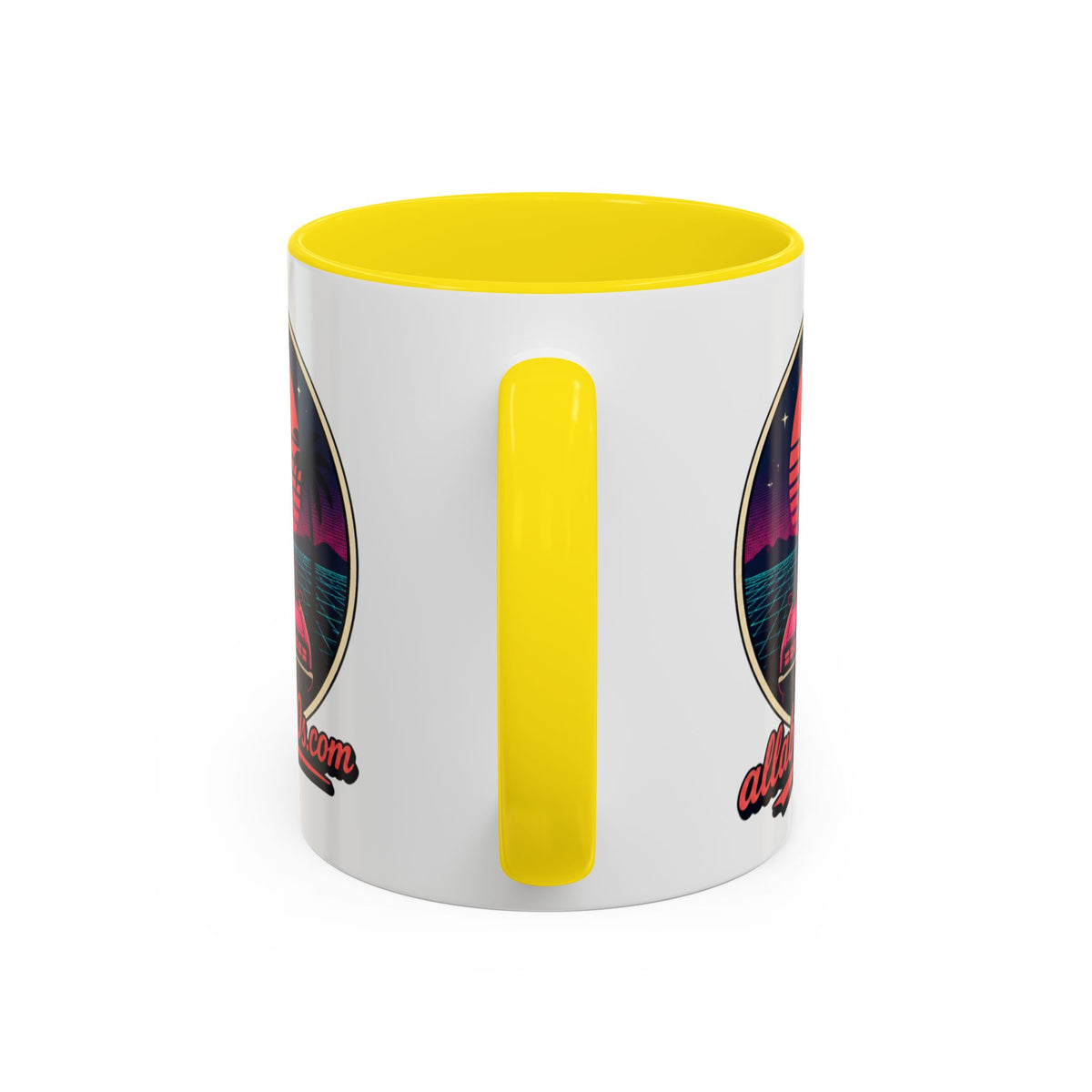 Route 66 Retro 80s Accent Coffee Mug — 'allabout80s' Vintage Sunset Design (11/15oz)