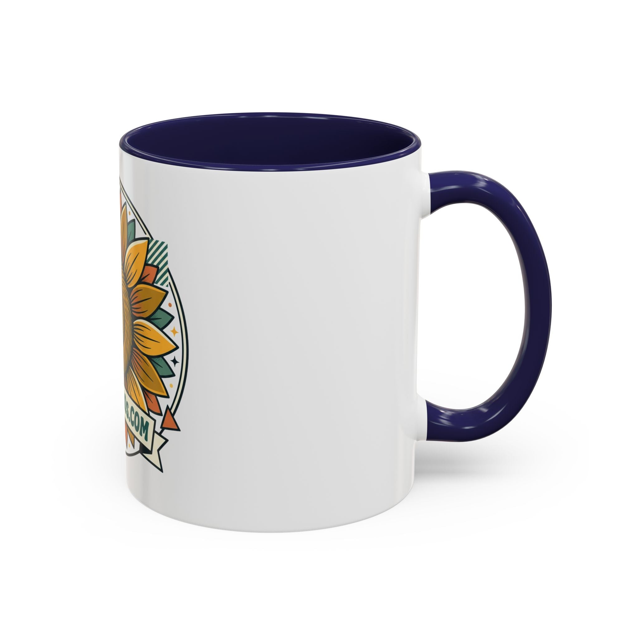 Sunflower Logo Coffee Mug — AllAbout80s.com Accent Ceramic Mug (11/15oz)