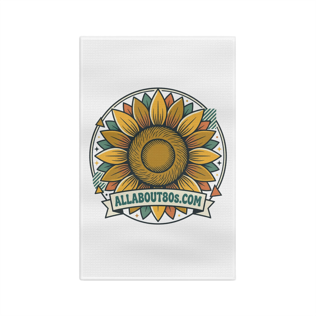 Sunflower Logo Tea Towel — AllAbout80s.com Microfiber Kitchen Towel