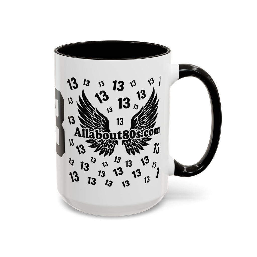 Number 13 Accent Mug — Bold Sports-Style Ceramic Coffee Cup (11oz/15oz)