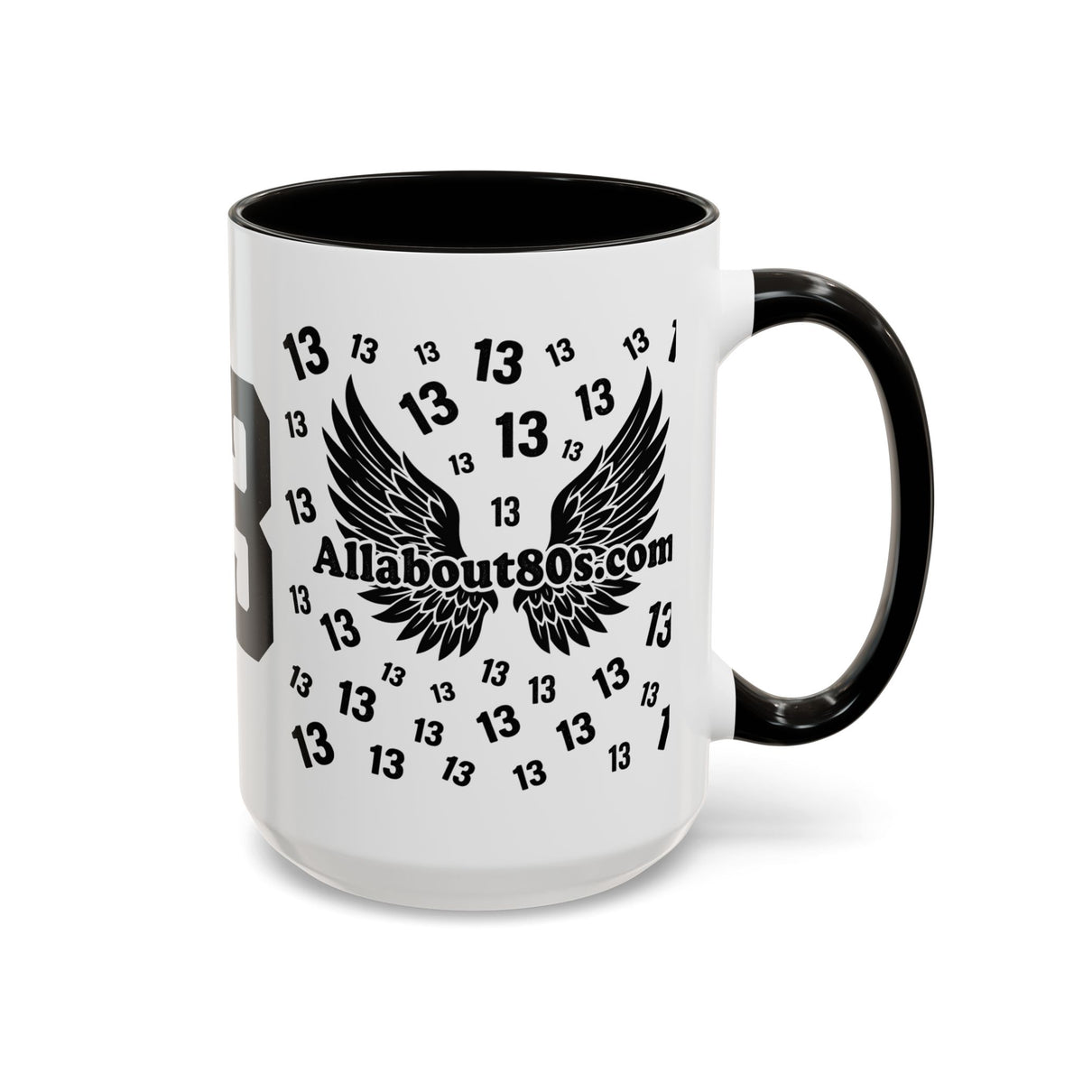 Number 13 Accent Mug — Bold Sports-Style Ceramic Coffee Cup (11oz/15oz)