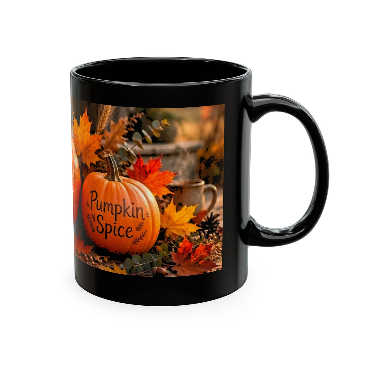 Hello Fall Ceramic Mug — Cozy Pumpkin & Autumn Leaves Coffee Cup