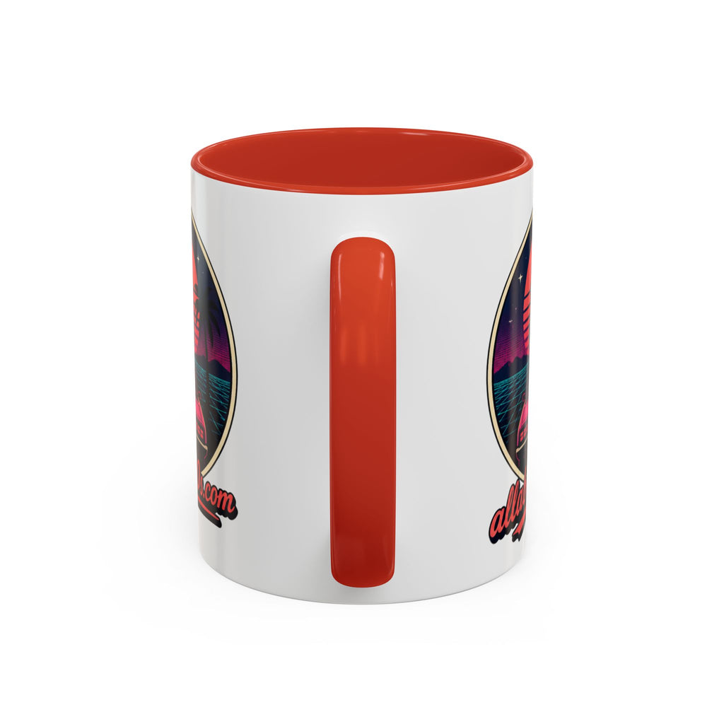 Route 66 Retro 80s Accent Coffee Mug — 'allabout80s' Vintage Sunset Design (11/15oz)