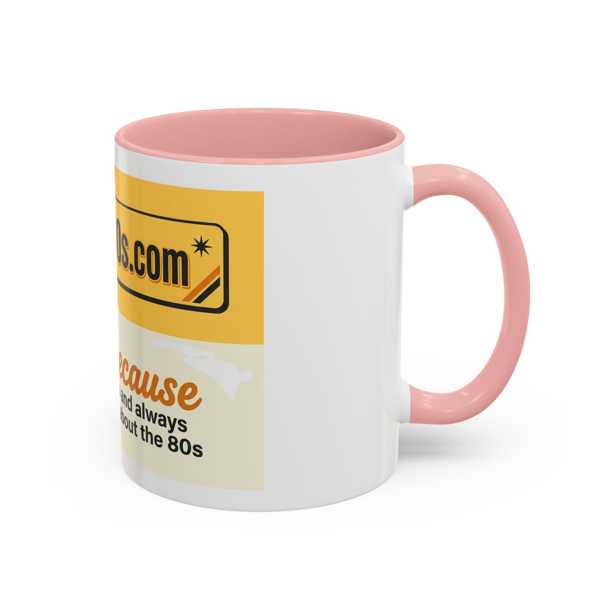AllAbout80s 'Beecause' Accent Coffee Mug – Retro 80s Bee Design (11/15oz)