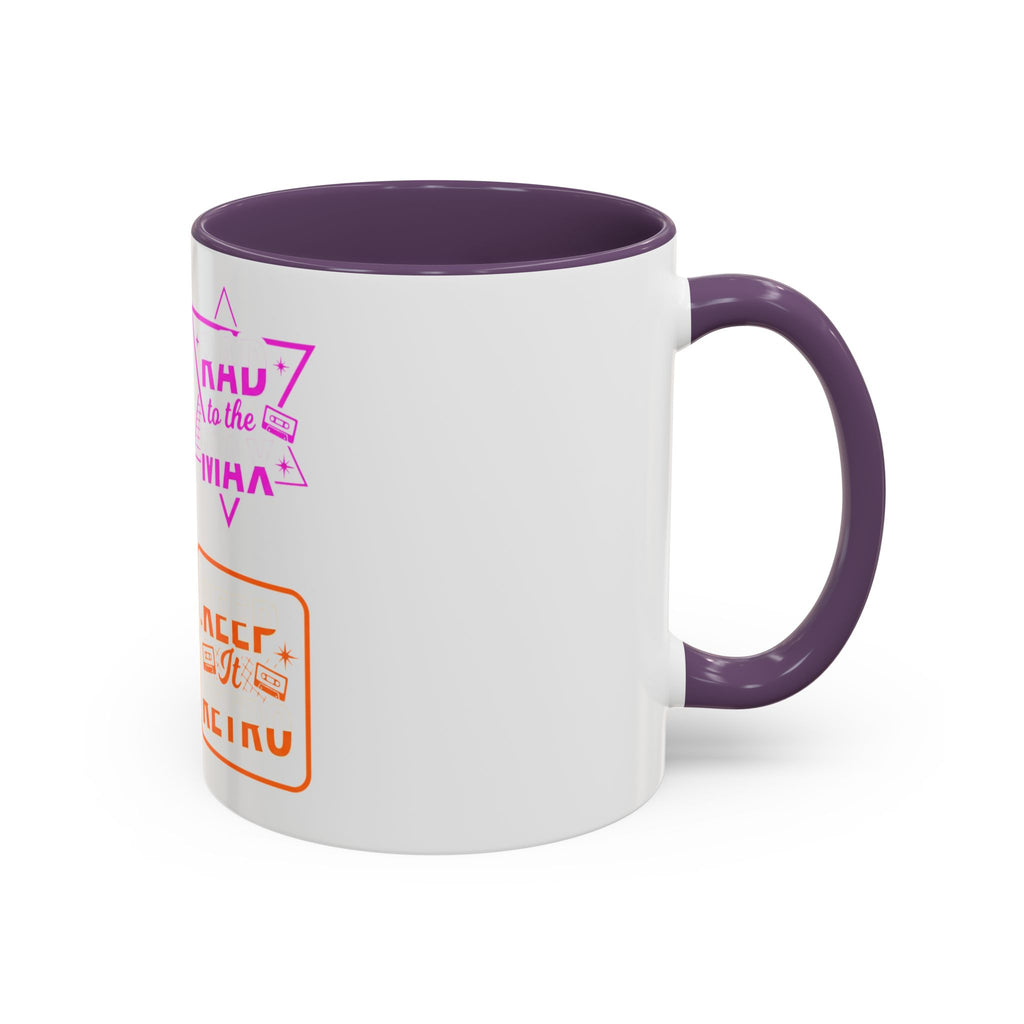 Retro Gamer Badge Accent Coffee Mug — Neon 'Totally Tubular' & 80s Gamer Icons (11/15oz)
