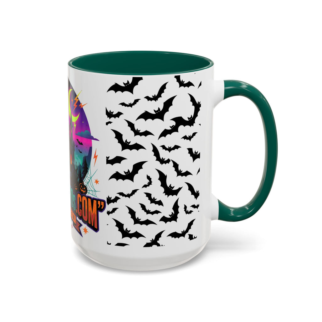 Halloween Haunted Castle Coffee Mug — Colorful Bat Pattern 11oz/15oz