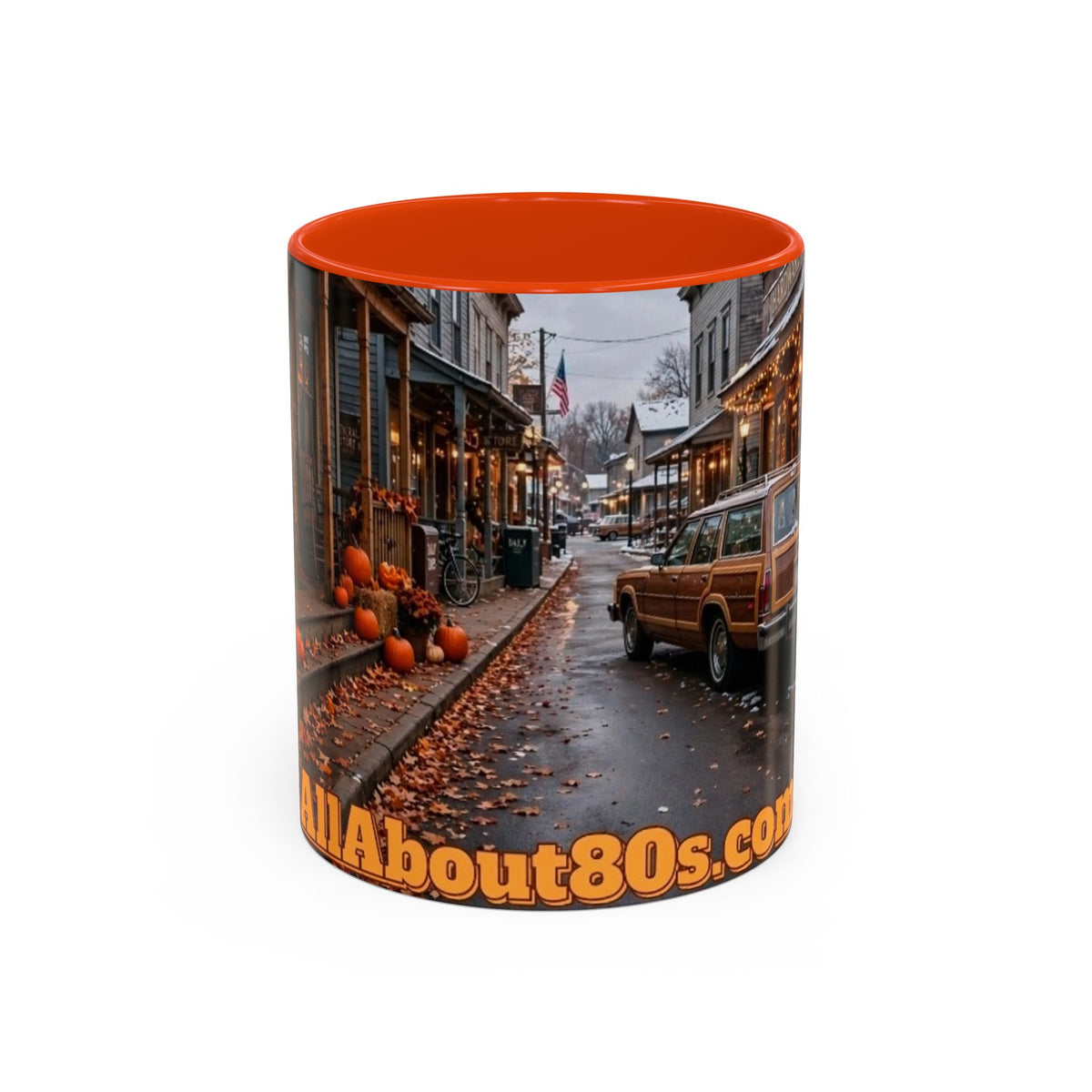 Vintage Small Town Winter Scene Coffee Mug (11oz/15oz)