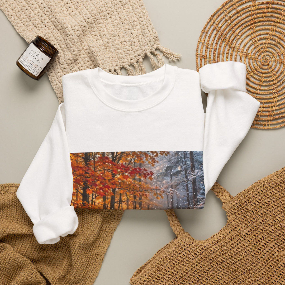 AllAbout80s Autumn Forest Crewneck Sweatshirt