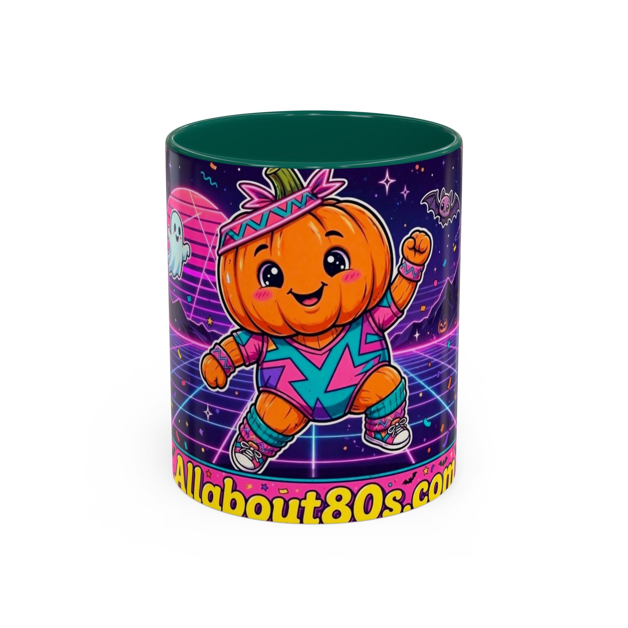 80s Retro Pumpkin Mug – Cute Neon Halloween Coffee Cup (11oz/15oz)