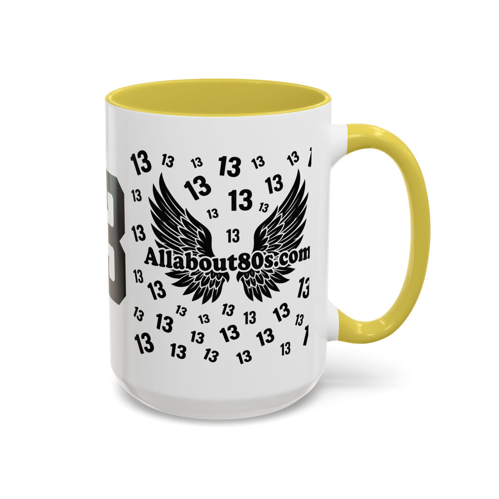 Number 13 Accent Mug — Bold Sports-Style Ceramic Coffee Cup (11oz/15oz)
