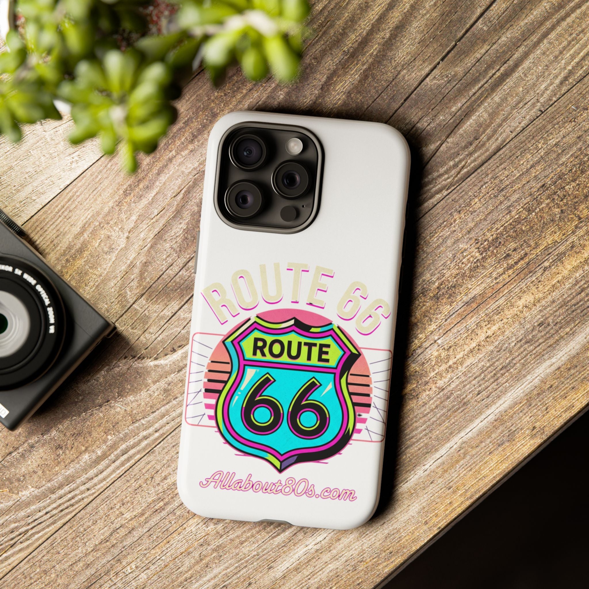 Route 66 Neon Phone Case — Retro Road Trip iPhone Cover