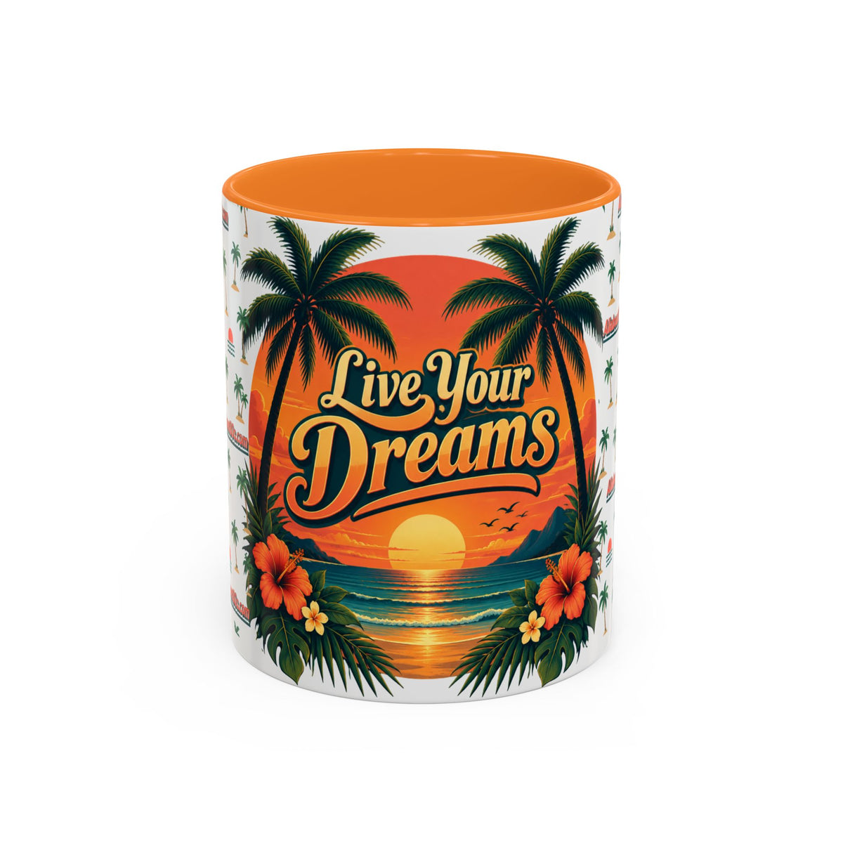Live Your Dreams Tropical Sunset Mug