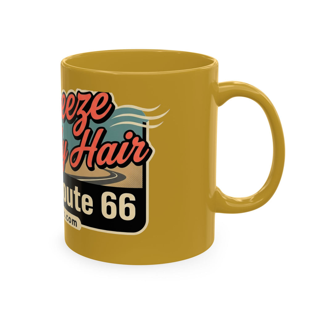 Cool Breeze in My Hair Route 66 Motorcycle Mug — Retro Biker Coffee Cup