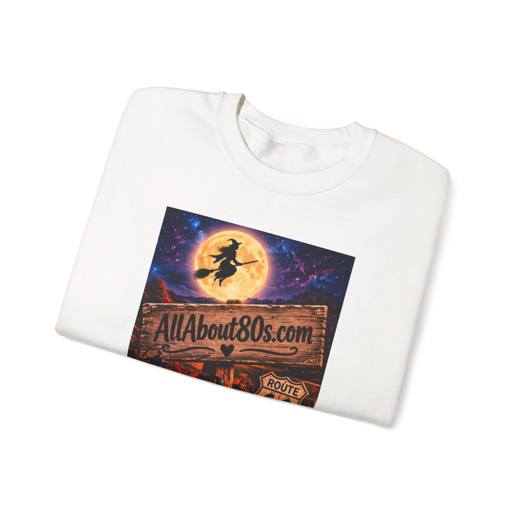 Halloween Route 66 Sweatshirt — AllAbout80s.com Pumpkin Witch Crewneck