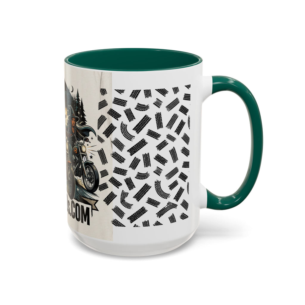 Witch Biker Sisters Coffee Mug — Halloween Motorcycle Witchcraft Design (11oz/15oz)