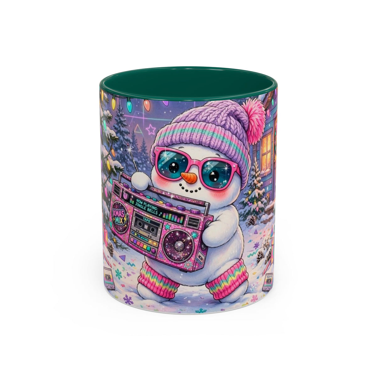 Cool Snowman with Boombox Christmas Mug