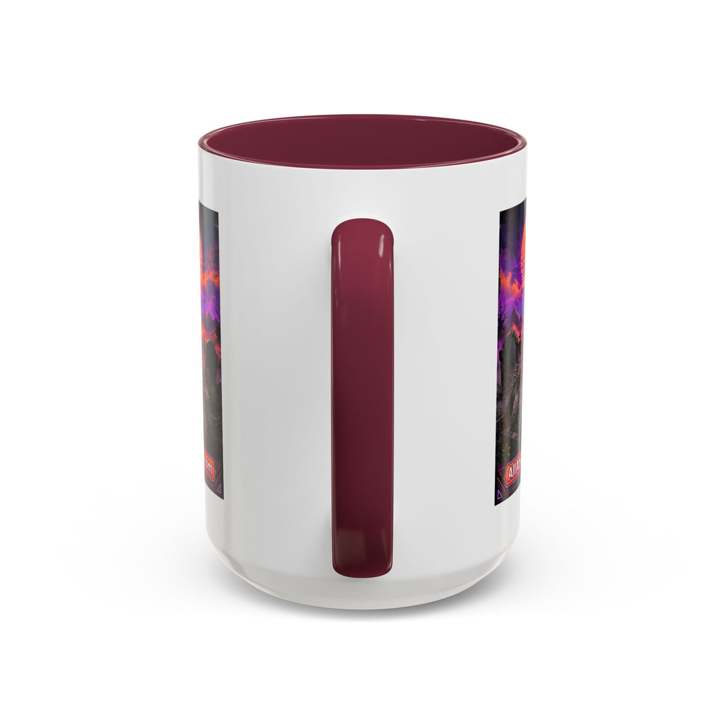 80s Retro Graveyard Sunset Mug — Vaporwave Neon Coffins Coffee Cup (11oz/15oz)