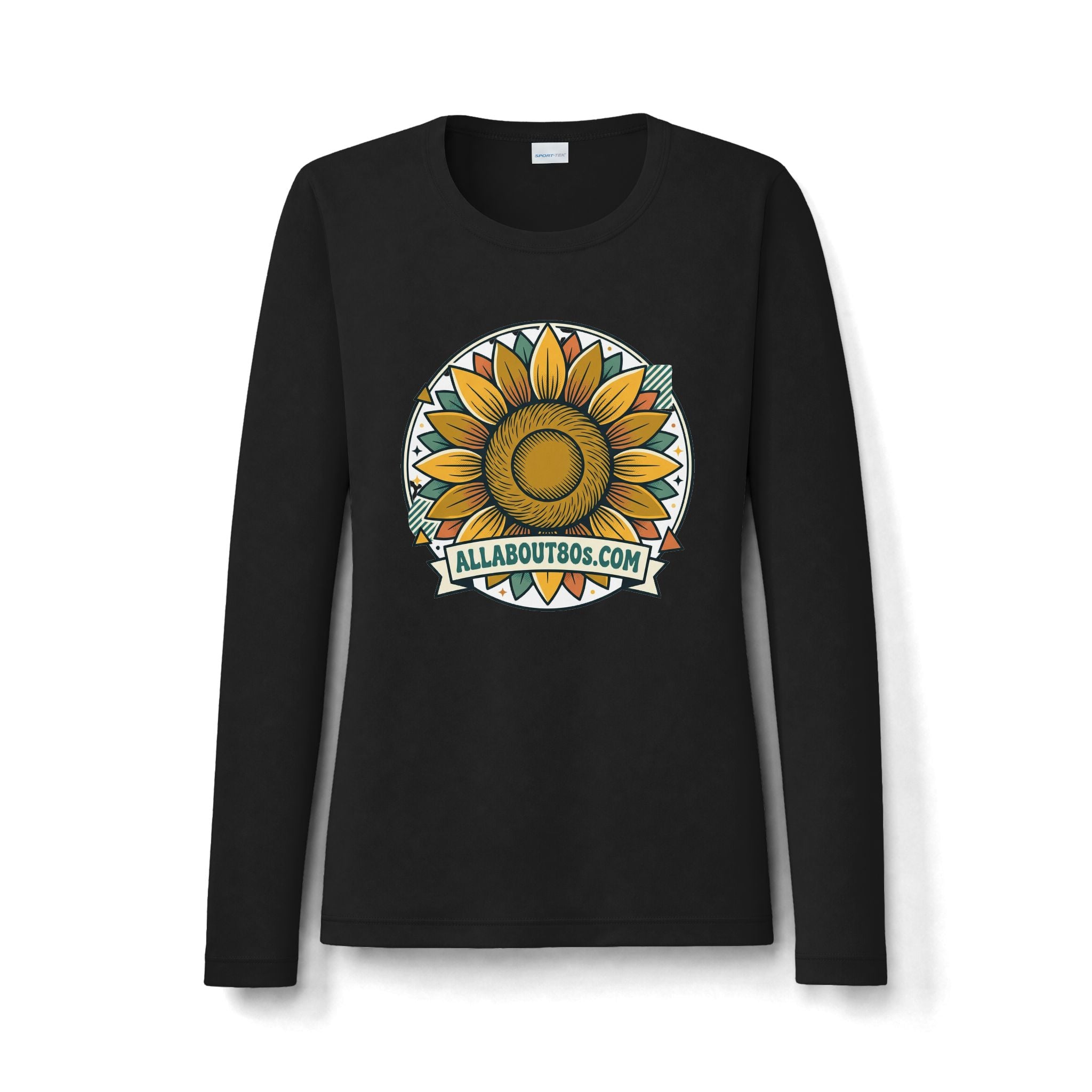 Women's Sunflower Graphic Long Sleeve — "allaboutbos.com" Logo Tee