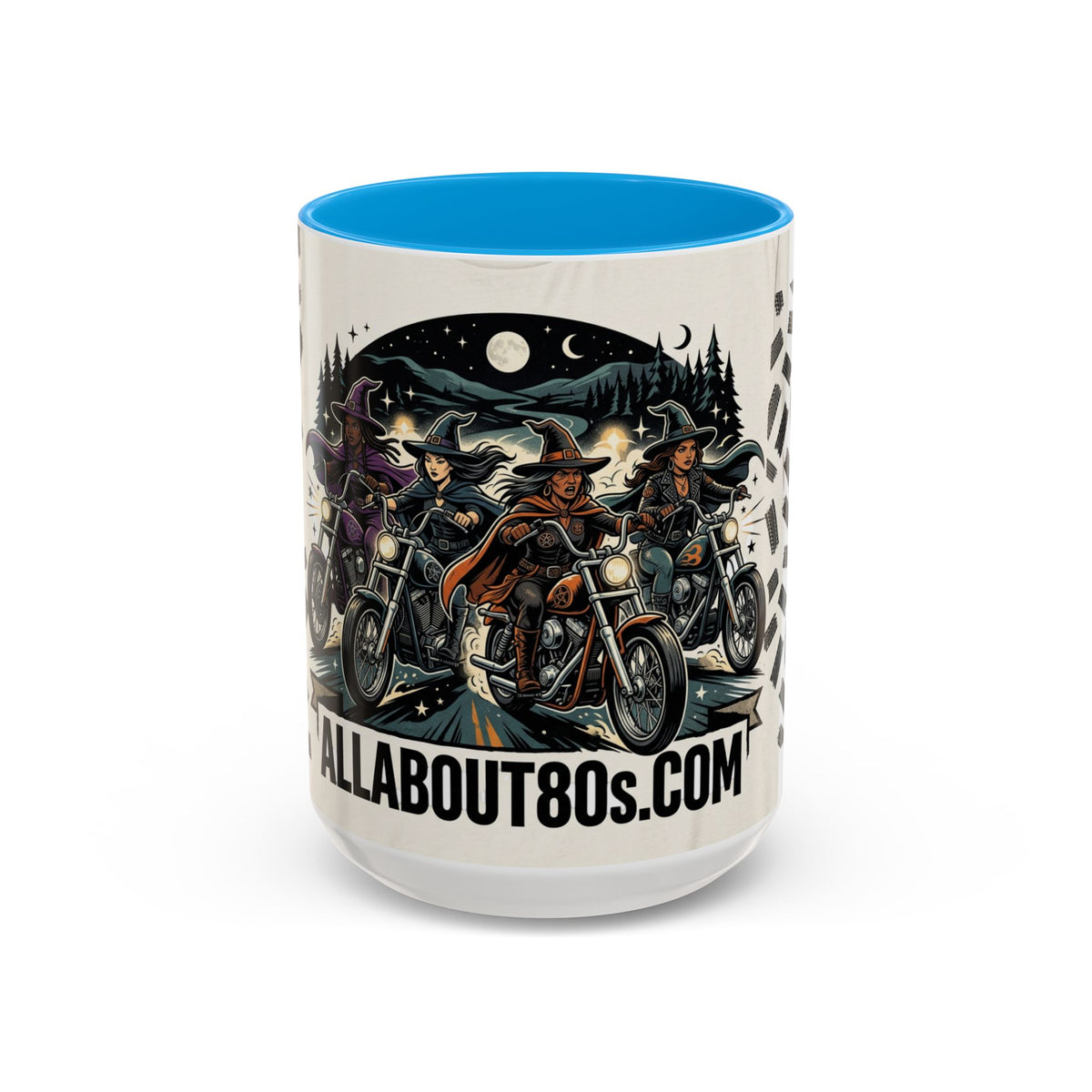 Witch Biker Sisters Coffee Mug — Halloween Motorcycle Witchcraft Design (11oz/15oz)
