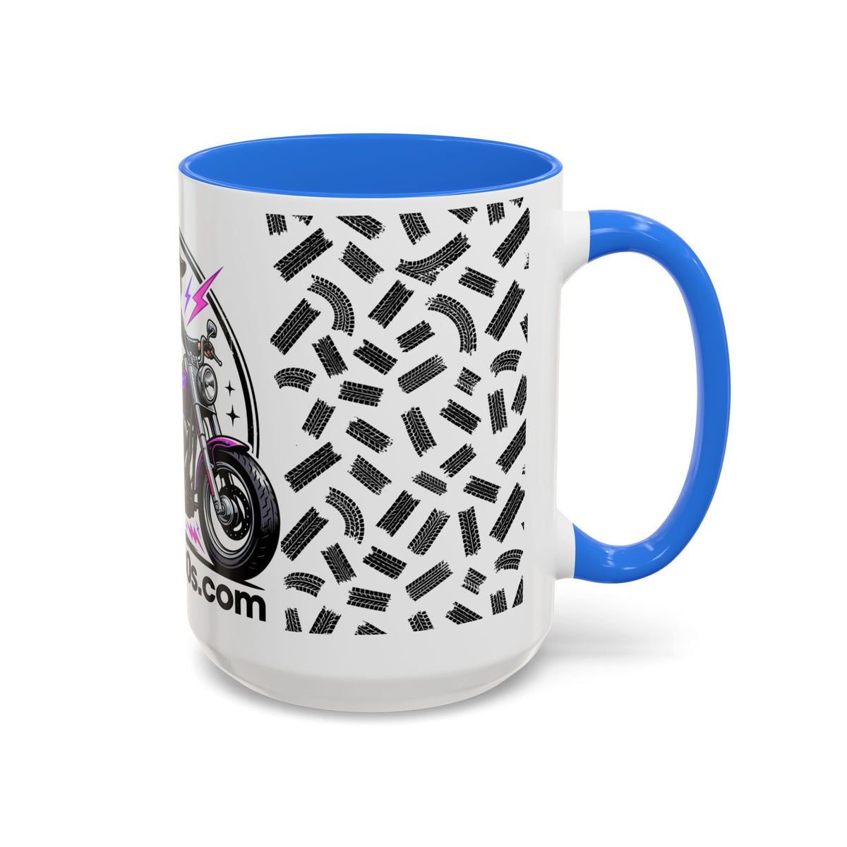 Witch Biker Motorcycle Mug — Retro 80s Neon Witch on Bike Coffee Cup (11oz/15oz)
