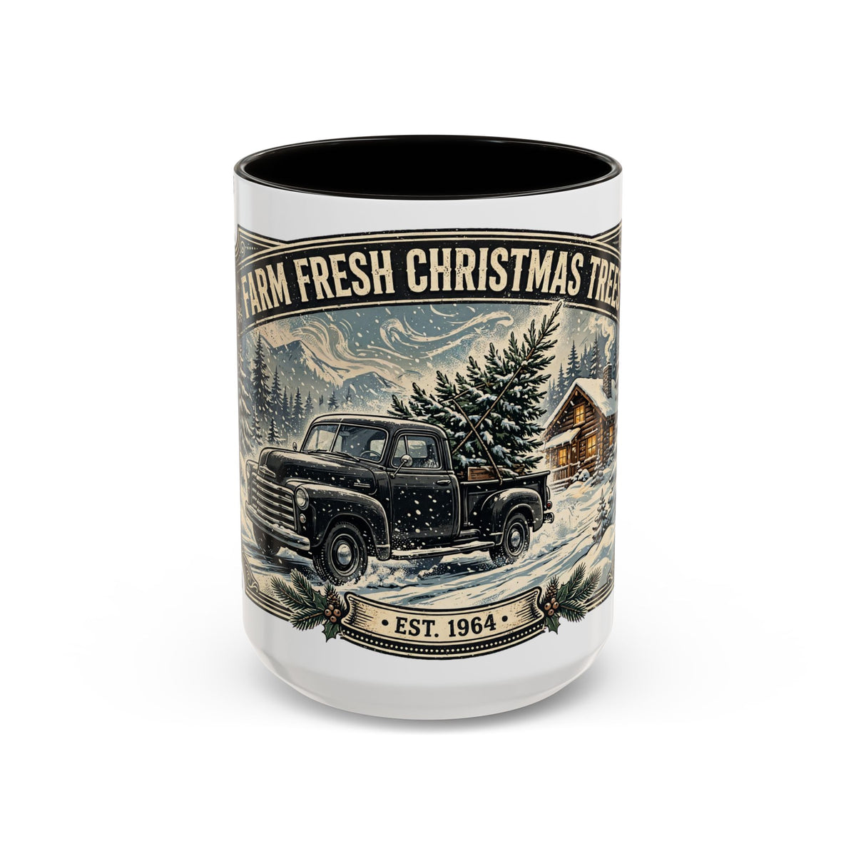 Farm Fresh Christmas Trees Vintage Truck Holiday Mug