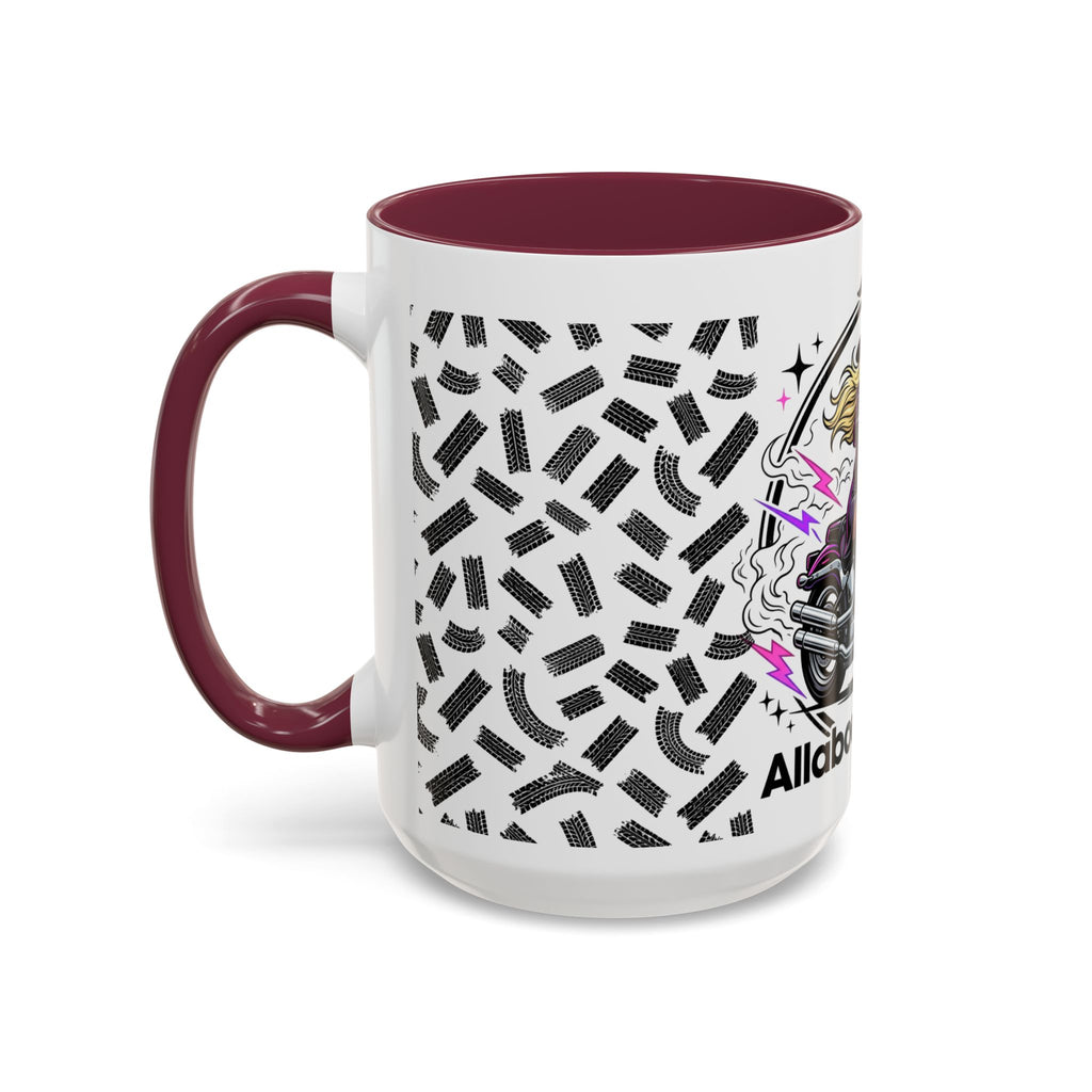 Witch Biker Motorcycle Mug — Retro 80s Neon Witch on Bike Coffee Cup (11oz/15oz)