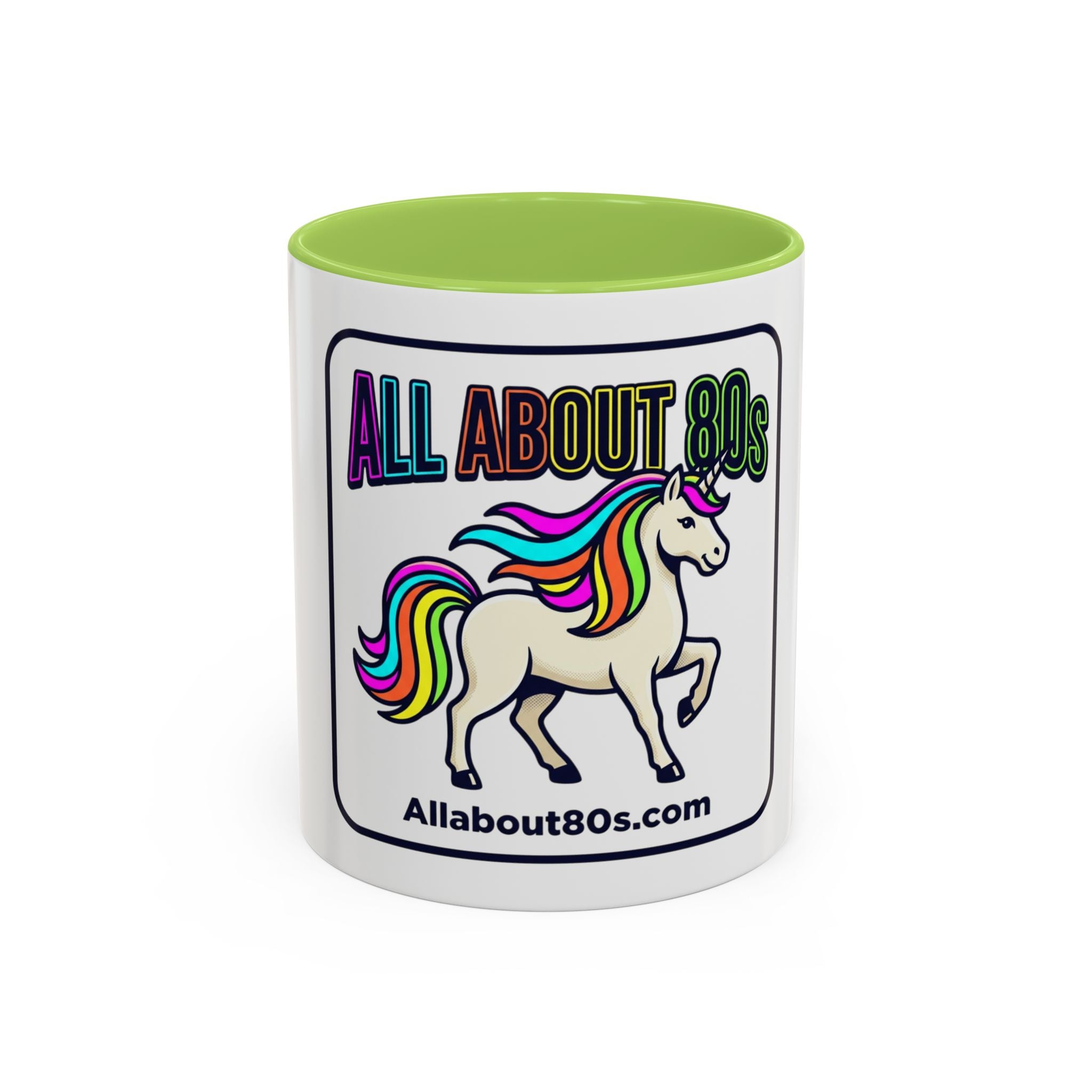 80s Unicorn Coffee Mug — Allabout80s Retro Rainbow Accent Mug (11/15oz)