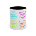 Retro Gamer Badge Accent Coffee Mug — Neon 'Totally Tubular' & 80s Gamer Icons (11/15oz)