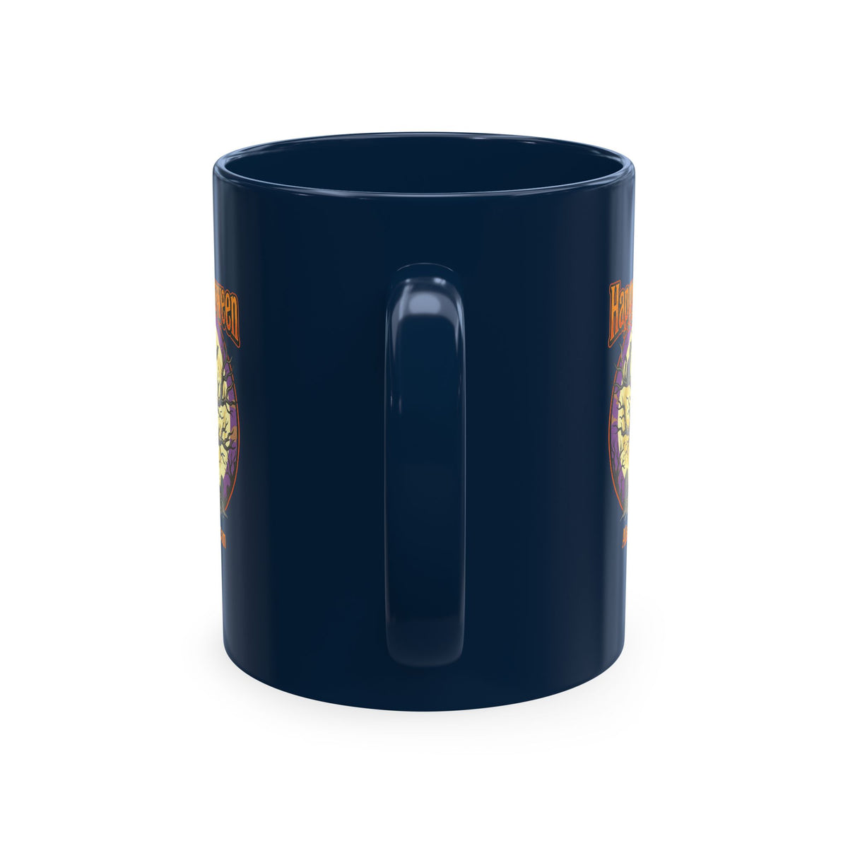 Happy Halloween Ceramic Mug — Spooky Tree & Moon Coffee Cup